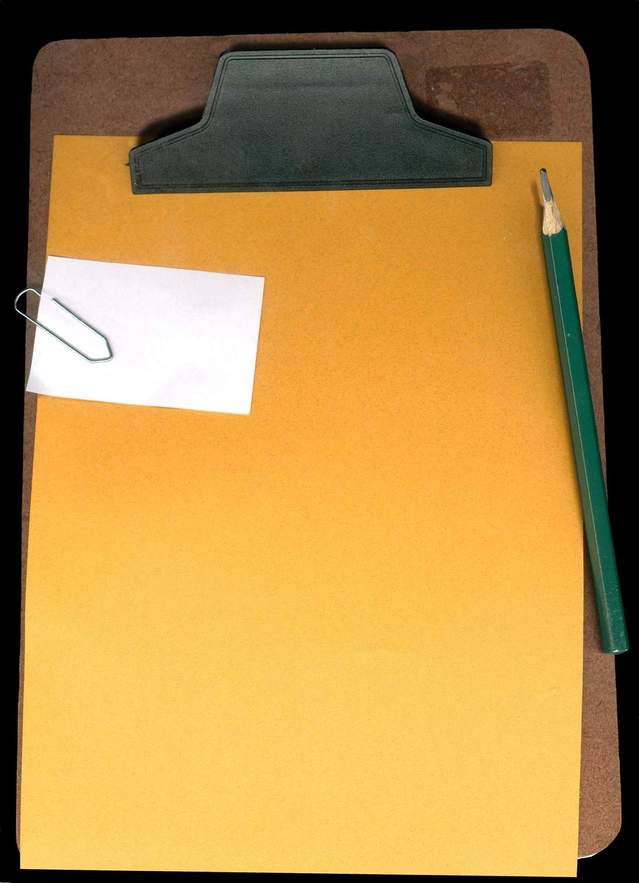 Clipboard holding a blank sheet of paper